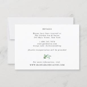 Hydrangea und Eukalyptus Wedding Details Card Einladung