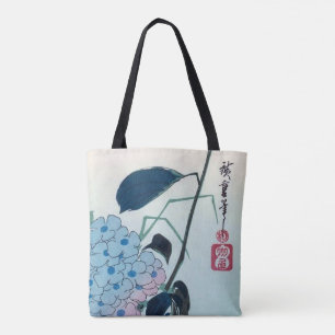 Hydrangea und Grünfinken, Hiroshige, Ukiyo-e Tasche
