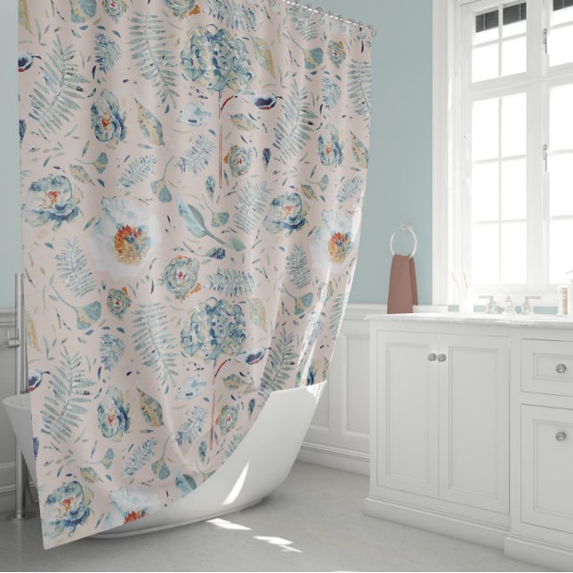Hydrangea und Peony Floral Muster Duschvorhang (Autumn Hydrangea And Peony Floral Pattern Shower Curtain by Jenn Steffen Art for Studio Posies.)