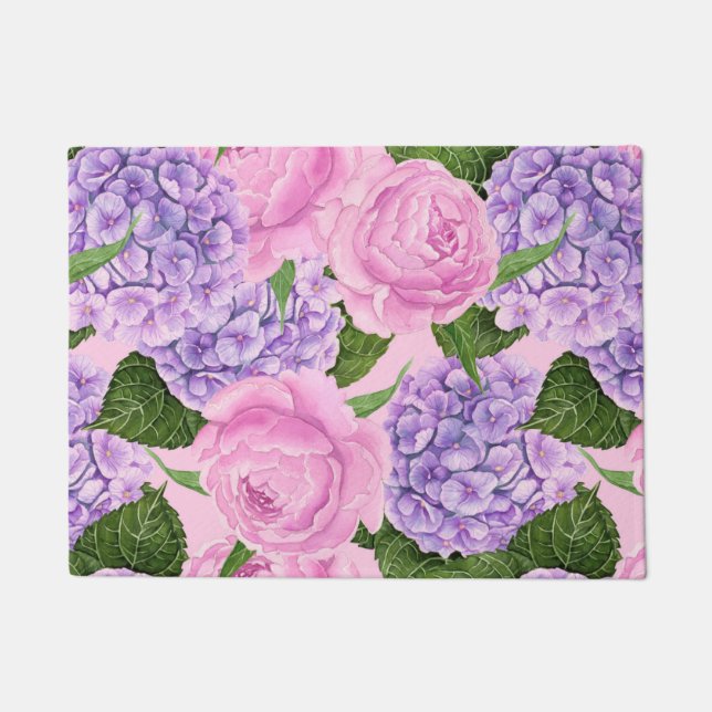 Hydrangea und Torfmuster Fußmatte (Vorderseite)