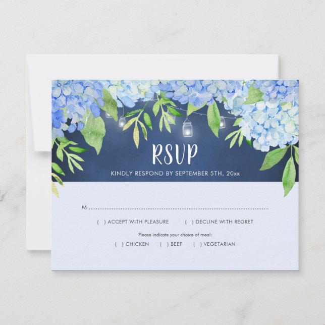 Hydrangea Vert Marine Lumières Mason Jar RSVP (Devant)
