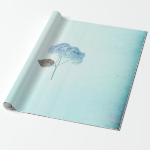 Hydrangea Vintag Blue Floral Rustic Antique Geschenkpapier