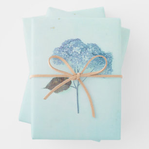 Hydrangea Vintag Blue Floral Rustic Antique Geschenkpapier Set