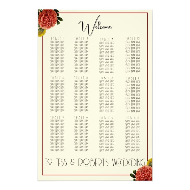 Hydrangea Vintag BOHO Hochzeitsdiagramm Fotodruck (Vorne)