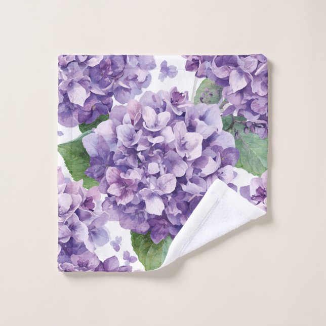 Hydrangea Violette Fleur Lavande Aquarelle  (Gant de toilette)