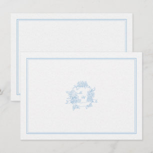 Hydrangea Wappen Periwinkle Classic Wedding Couple Mitteilungskarte