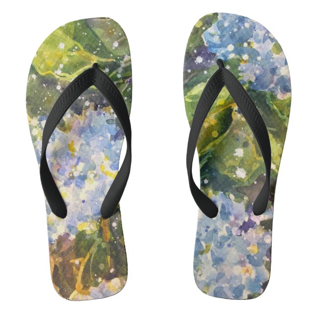 Hydrangea-Wasserfarben-Flip-Flops Flip Flops (Fußbett)
