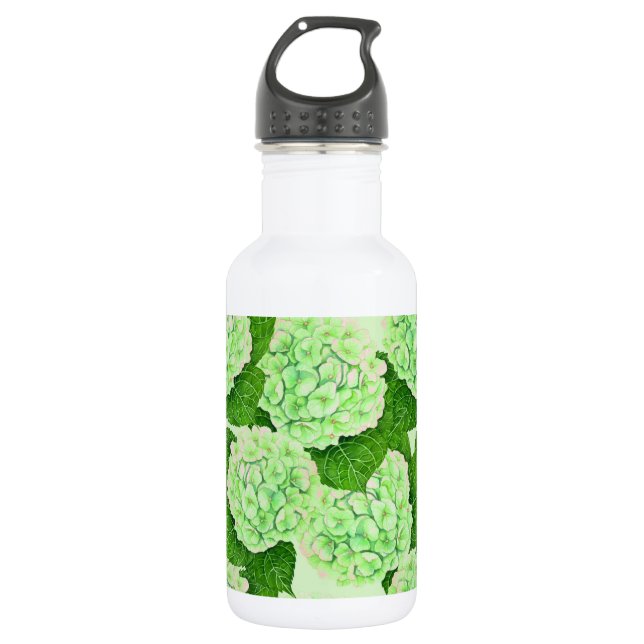 Hydrangea-Wasserfarbenmuster Edelstahlflasche (Vorderseite)
