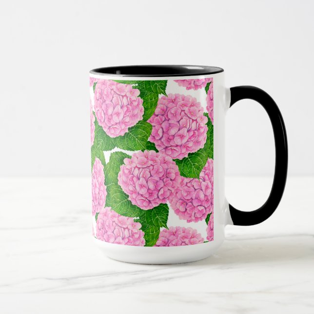 Hydrangea Wasserfarbmuster Tasse (Rechts)