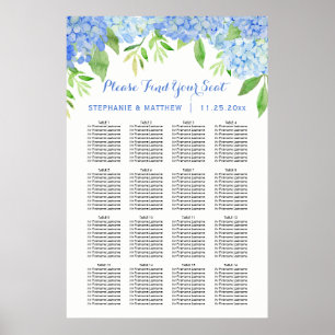 Hydrangea Watercolor Floral Wedding Chart Poster