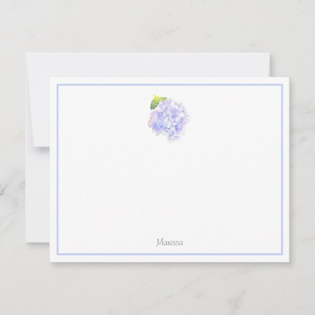 Hydrangea Watercolor Vignette Mitteilungskarte (Vorderseite)