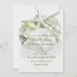 Hydrangea Wedding in Seaside Garden White Starfish Einladung