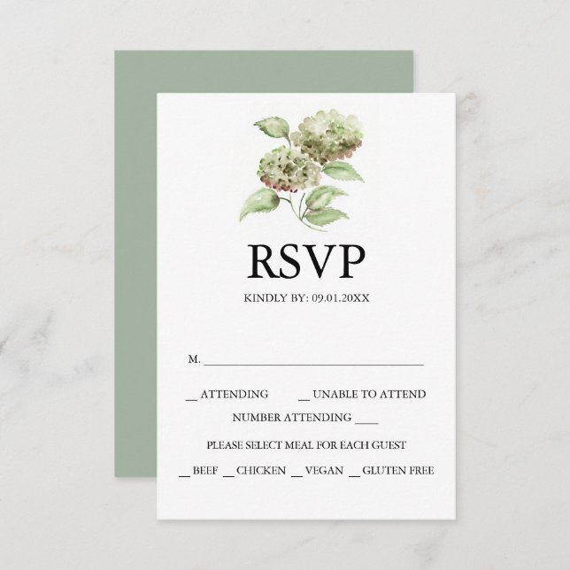 Hydrangea Wedding RSVP Cards (Vorne/Hinten)