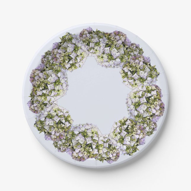Hydrangea Wreath Pappteller (Vorderseite)