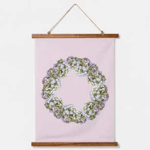Hydrangea Wreath Wandteppich Mit Holzrahmen
