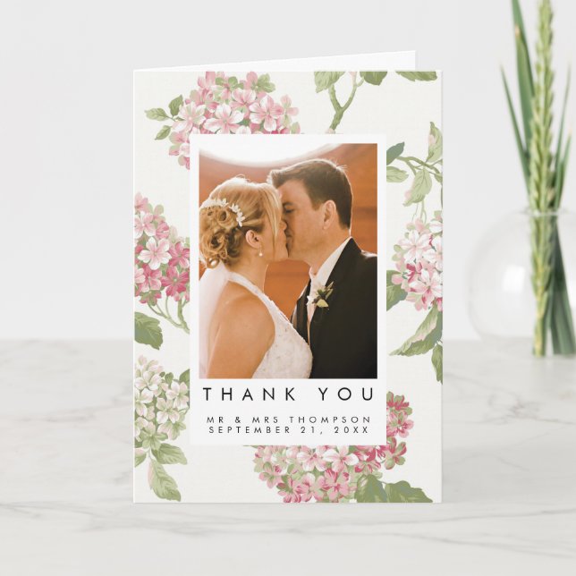 Hydrangeablumenhochzeit danken Ihnen Fotokarte Dankeskarte (Vorderseite)