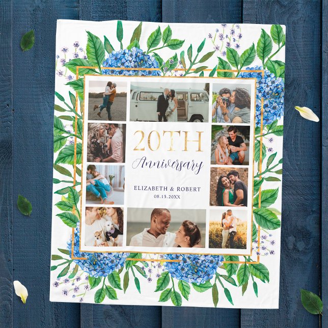 Hydrangeas 20-jähriges Jahr Custom Foto Collage Fleecedecke (Von Creator hochgeladen)