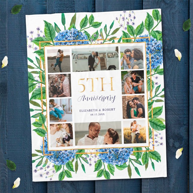 Hydrangeas 5th Anniversary Custom Foto Collage Fleecedecke (Von Creator hochgeladen)