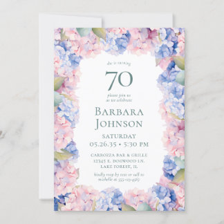 Hydrangeas 70. Geburtstagsparty Einladung