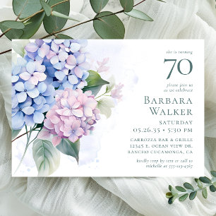 Hydrangeas 70e anniversaire de fête Invitation
