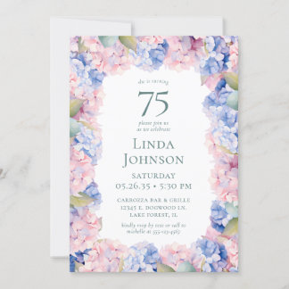 Hydrangeas 75. Geburtstagsparty Einladung