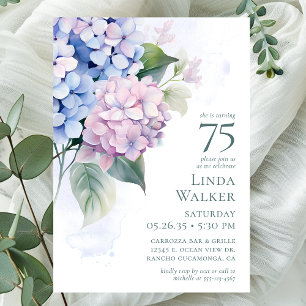 Hydrangeas 75. Geburtstagsparty Einladung