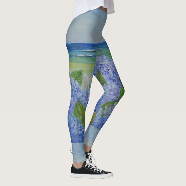 Hydrangeas am Meer Leggings (Rechts)
