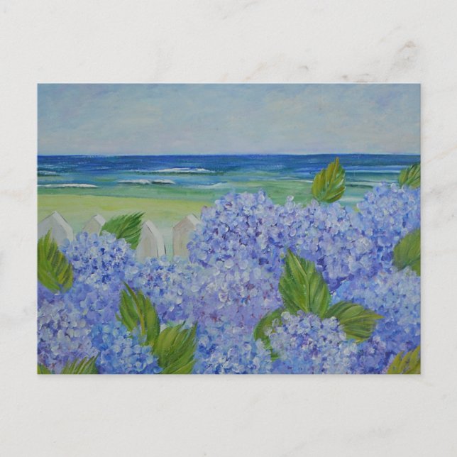 Hydrangeas am Meer Postkarte (Vorderseite)
