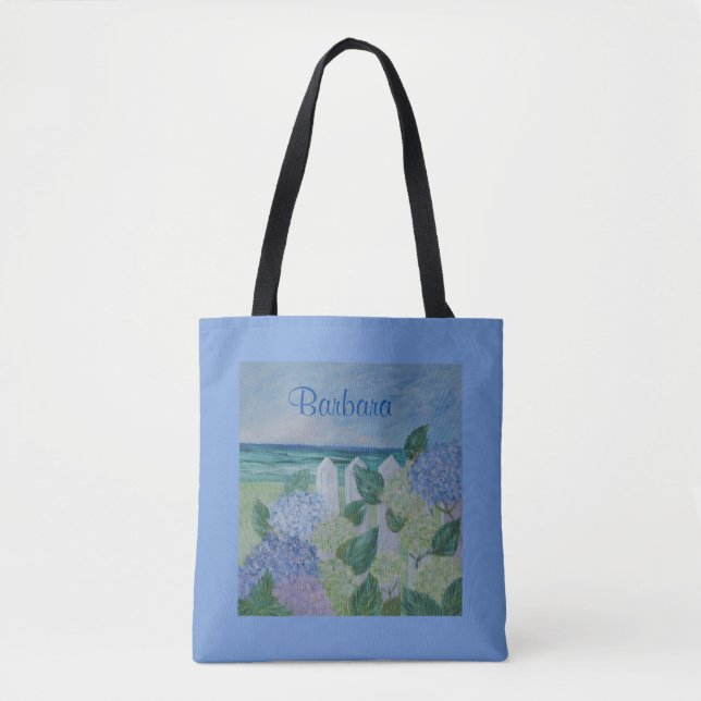 Hydrangeas am Strand Tasche (Vorderseite)
