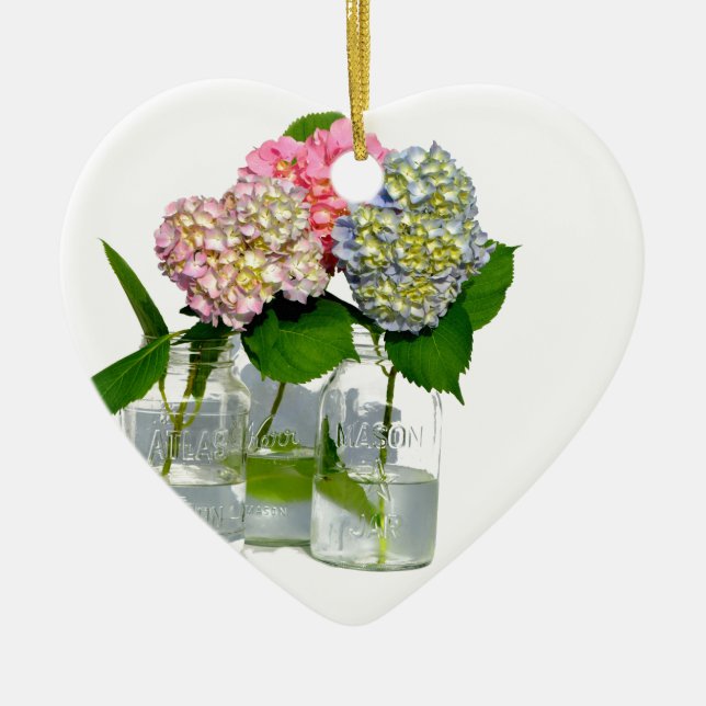 hydrangeas and mason jar keramikornament (Vorne)