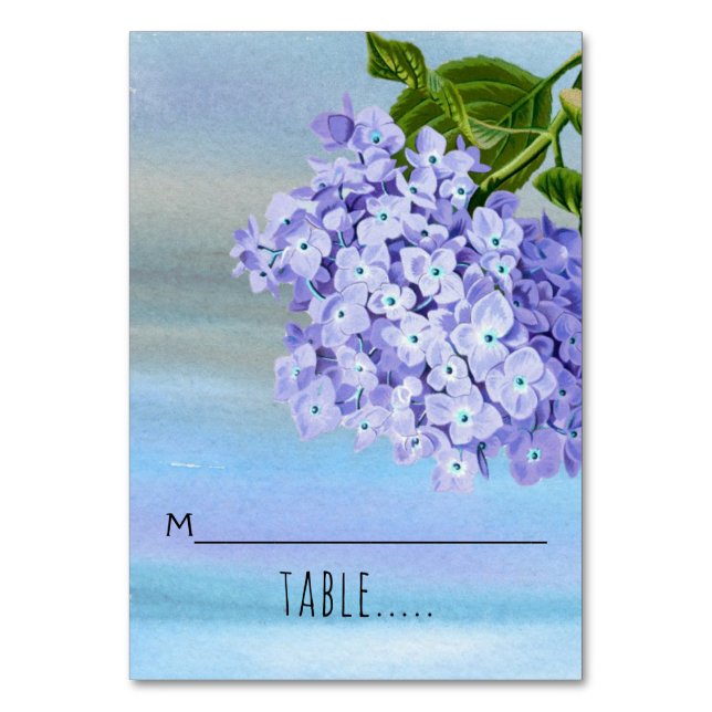 Hydrangeas Aquarell Hochzeitskarte Tischnummer (Vorderseite)