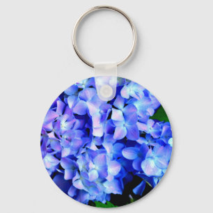 Hydrangeas aus Tanzanit, blaue, lila Magenta-Blume Schlüsselanhänger