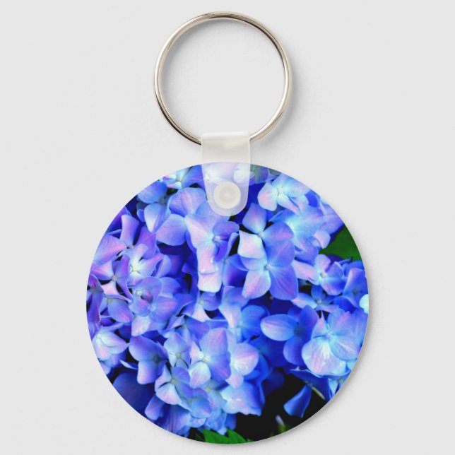 Hydrangeas aus Tanzanit, blaue, lila Magenta-Blume Schlüsselanhänger (Vorderseite)