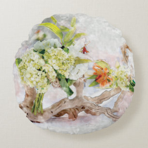 Hydrangeas Bella Aquarell-rundes Kissen (16")
