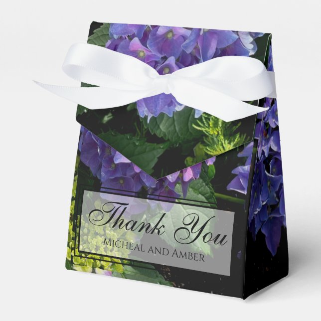 Hydrangeas blauer lila Blumengarten Geschenkschachtel (Vorderseite)