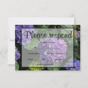 Hydrangeas blauer lila Blumengarten RSVP Karte