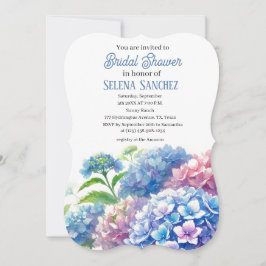 Hydrangeas Blue Floral Watercolor Brautparty Einladung