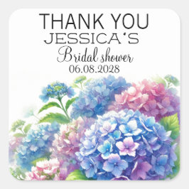 Hydrangeas Blue Flowers Brautparty Party Quadratischer Aufkleber