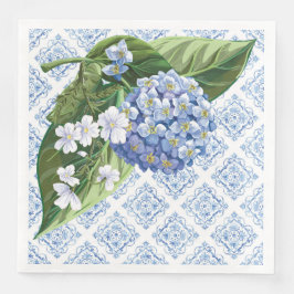 Hydrangeas Blue Tile Brautparty Napkins Serviette
