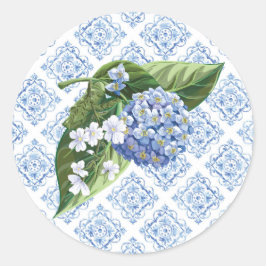 Hydrangeas Blue Tile Umschlag Aufkleber