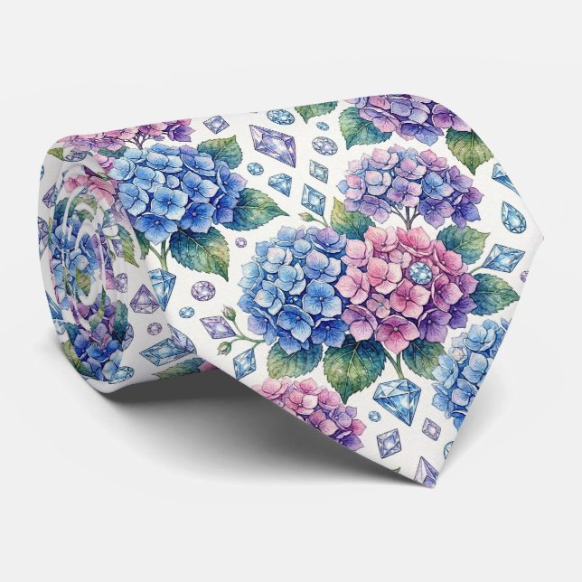 Hydrangeas & Diamonds | Hochzeits- und Eventhalske Krawatte (Gerollt)