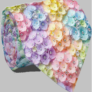 Hydrangeas & Diamonds Pastel Regenbogen Krawatte