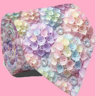 Hydrangeas & Diamonds Pastel Regenbogen Krawatte