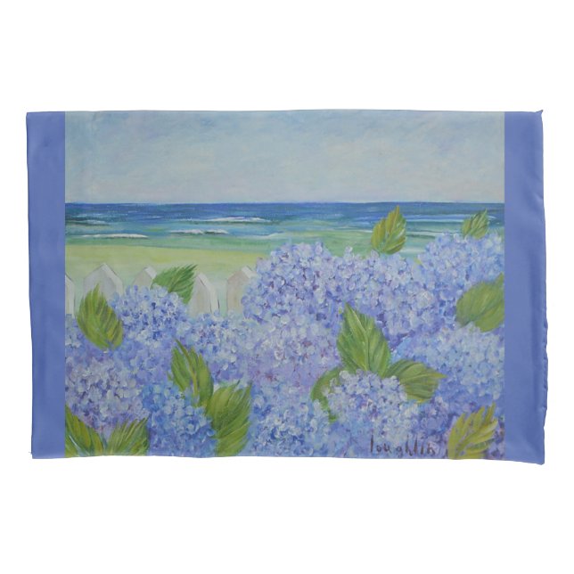 Hydrangeas durch das Meer Kissenbezug (Vorderseite)