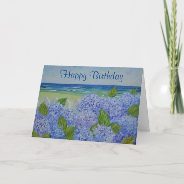 Hydrangeas En Bord De Mer Carte Anniversaire (Devant)