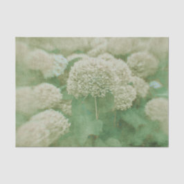 Hydrangeas Floral Grün Weiß Textil Vintag Seidenpapier