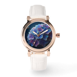 Hydrangeas Floral Lila und blau Armbanduhr