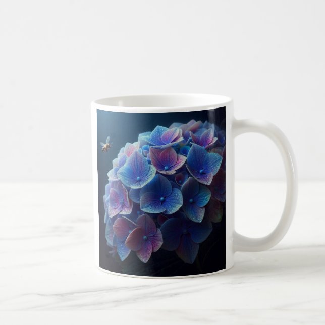 Hydrangeas Floral Lila und blau Kaffeetasse (Rechts)