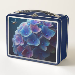 Hydrangeas Floral Lila und blau Metall Brotdose