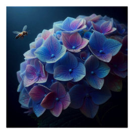 Hydrangeas Floral Lila und blau Poster